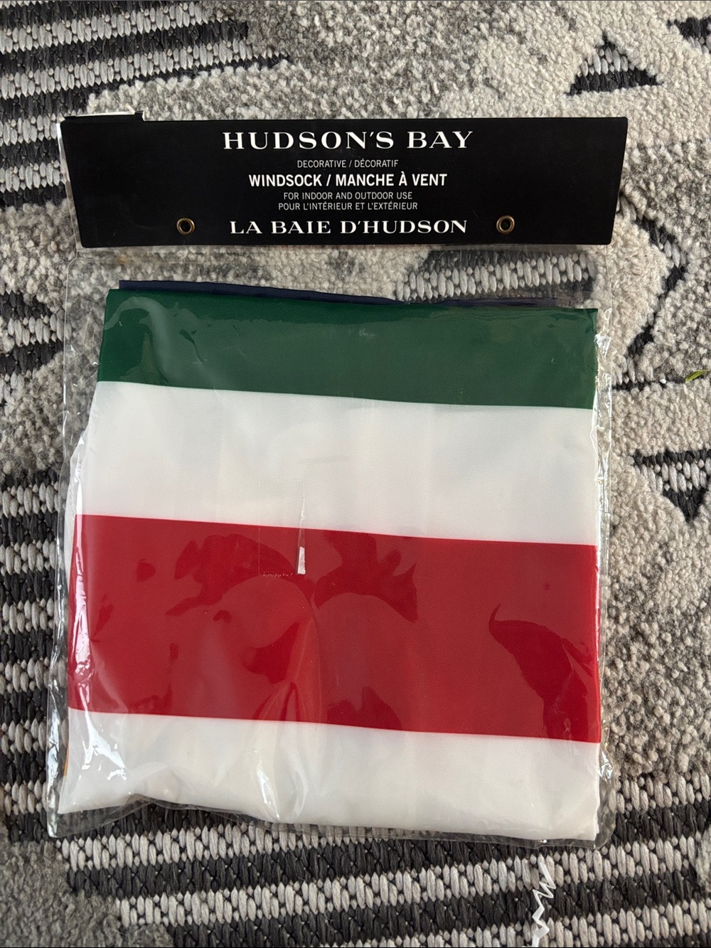 HBC Striped Windsock - Green, White & Red